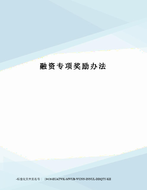 融资专项奖励办法