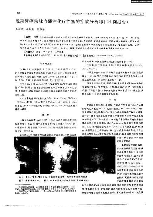 晚期胃癌动脉内灌注化疗栓塞的疗效分析(附54例报告)