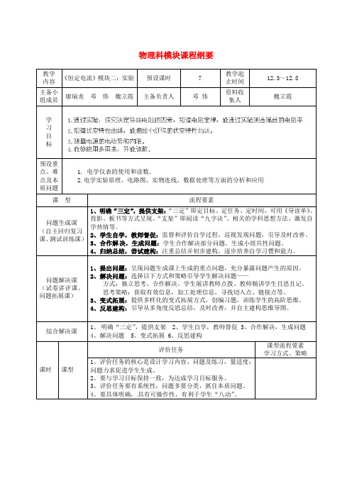 高考物理一轮复习 第14周 模块课程纲要导学案