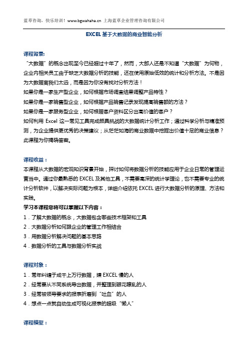 《EXCEL基于大数据的商业智能分析》