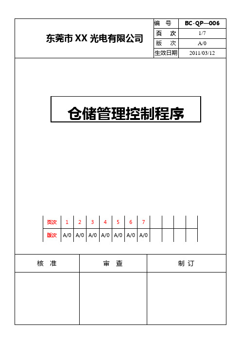 仓储管理控制程序(适用全面-附有流程图)