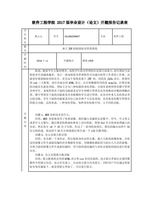 开题记录表