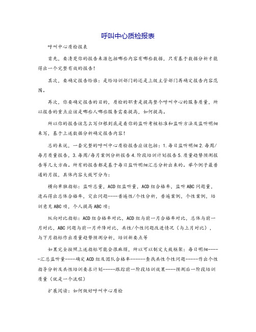 呼叫中心质检报表