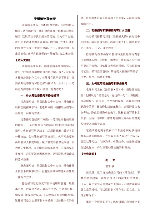 2020年新版人教部编版三年级语文下册课外作文指导：美丽植物我来夸