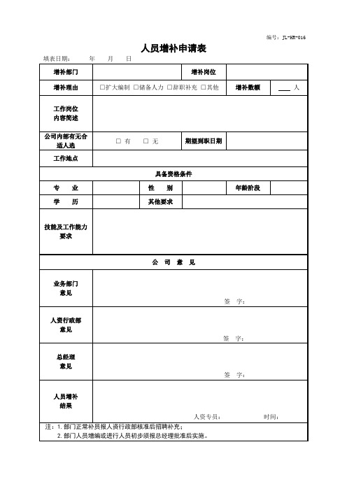 016-人员增补申请表