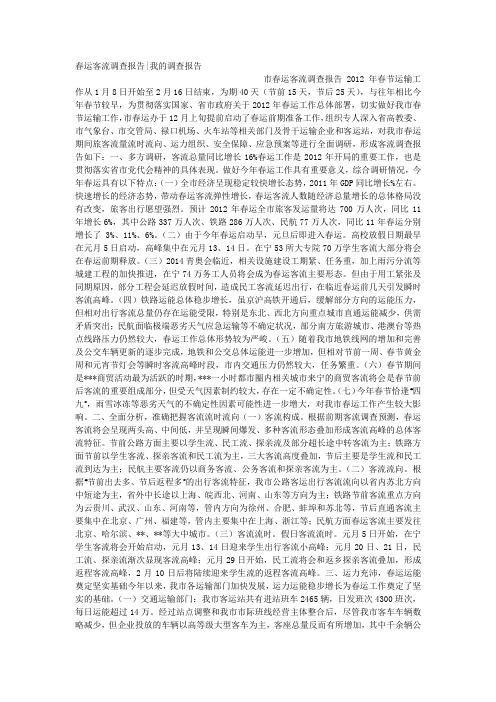 春运客流调查报告我的调查报告.docx