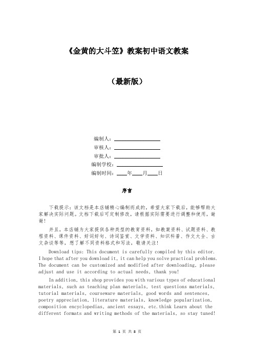 《金黄的大斗笠》教案初中语文教案 
