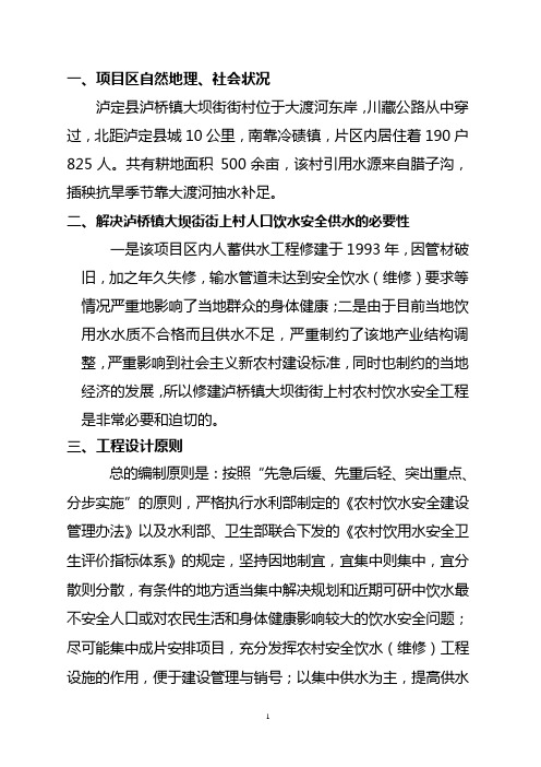 泸定县泸桥大坝街街村安全饮水规划报告