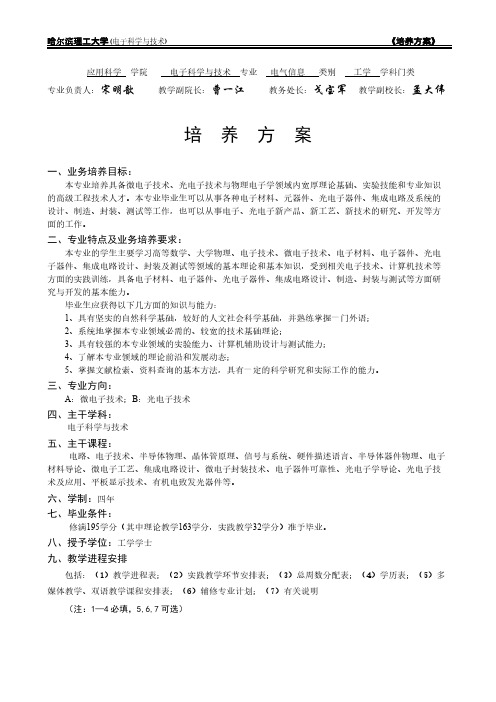 哈理工电科专业人才培养方案【VIP专享】