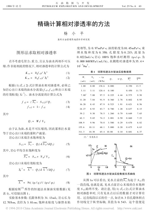 精确计算相对渗透率的方法