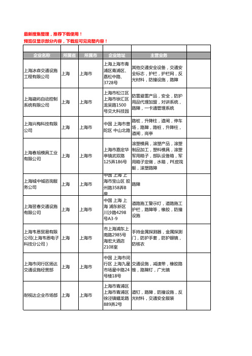 新版上海市路障工商企业公司商家名录名单联系方式大全71家