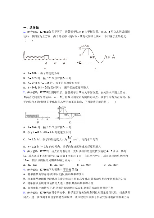 《常考题》高中物理选修一第二章《机械振动》测试(有答案解析)(1)