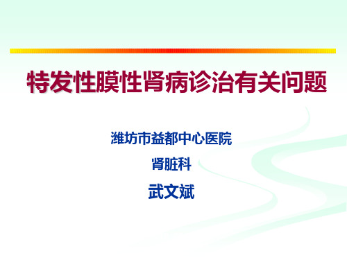 特发性膜性肾病诊治有关问题