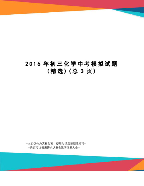 初三化学中考模拟试题