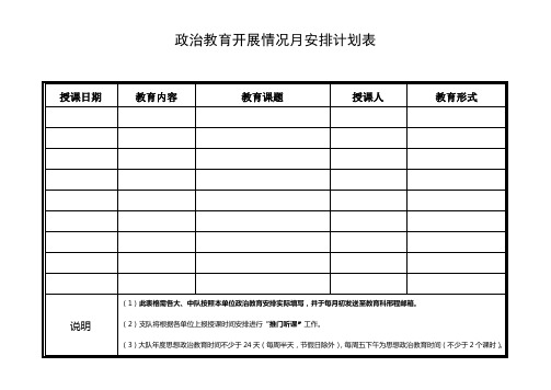 各大(中)队政治教育开展情况月安排表