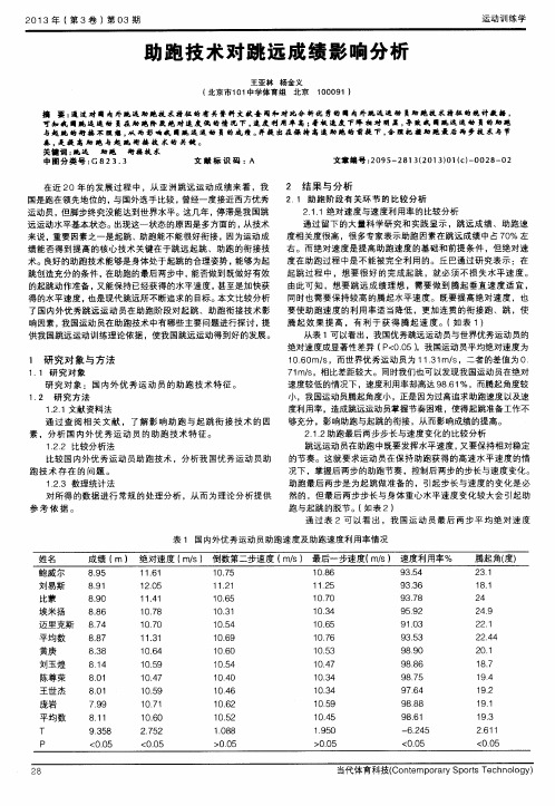 助跑技术对跳远成绩影响分析