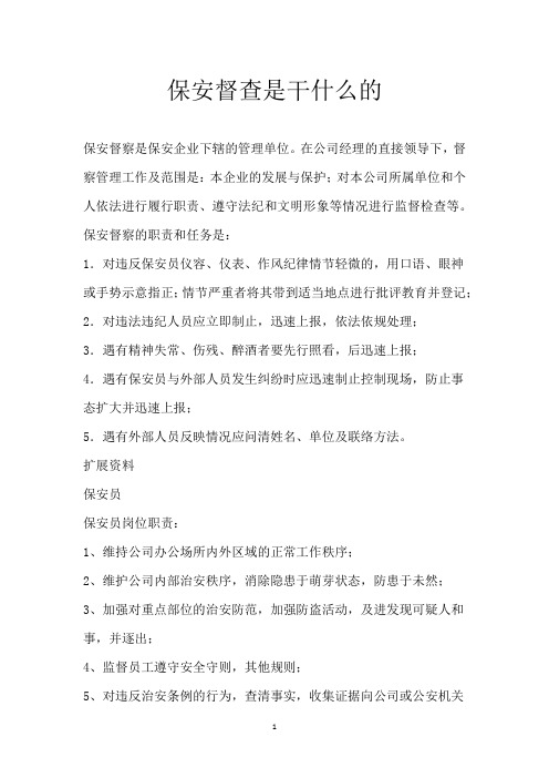 保安督查是干什么的