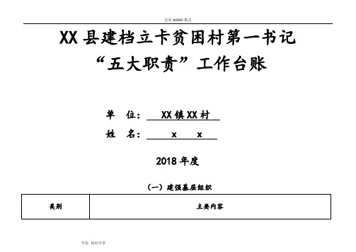某县建档立卡贫困村第一书记“五大职责”工作台账