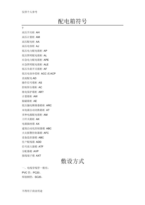 电气施工图字母符号一览表