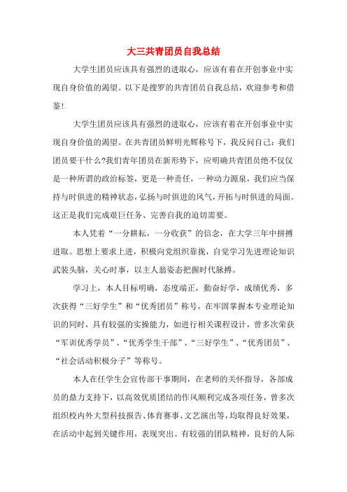 大三共青团员自我总结