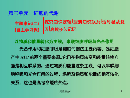 高考生物一轮复习 第三单元 细胞的代谢主题串记(二)课件 浙教版必修1