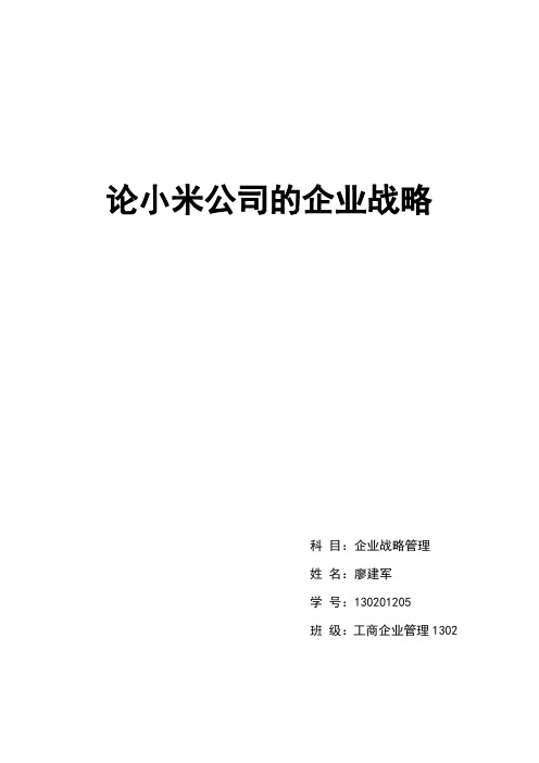 论小米公司的战略