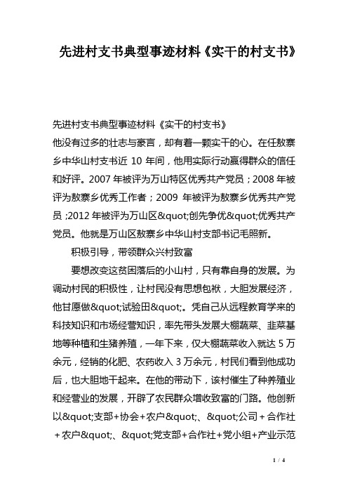 先进村支书典型事迹材料《实干的村支书》