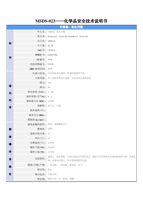MSDS-023——(丙酰氯)