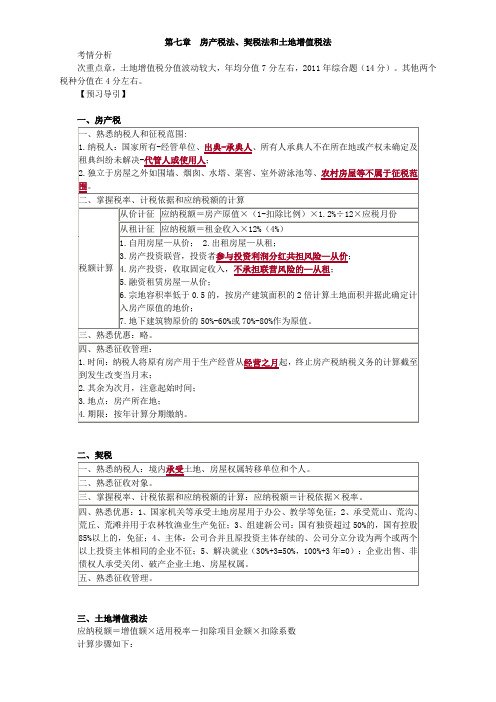 注会考试-税法-房产税法、契税法和土地增值税法