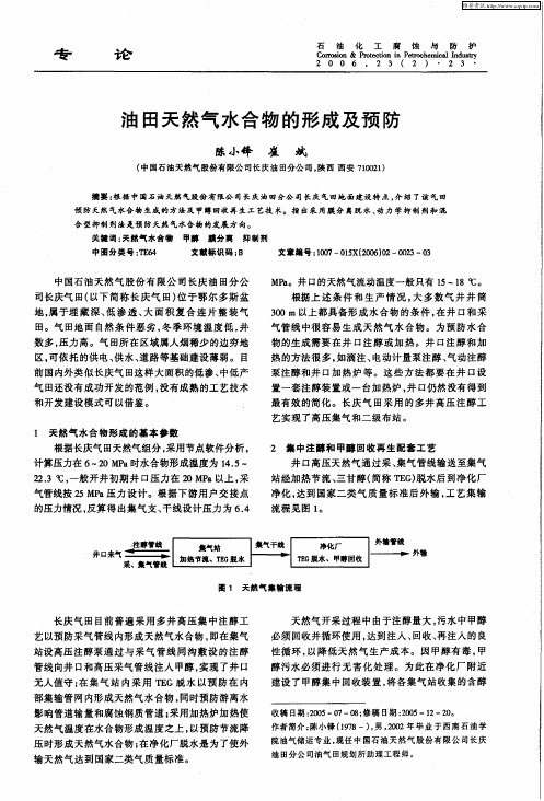 油田天然气水合物的形成及预防