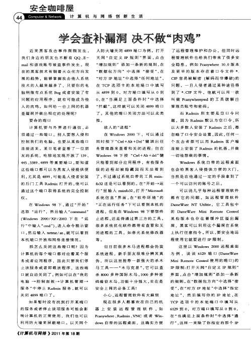 学会查补漏洞决不做“肉鸡”