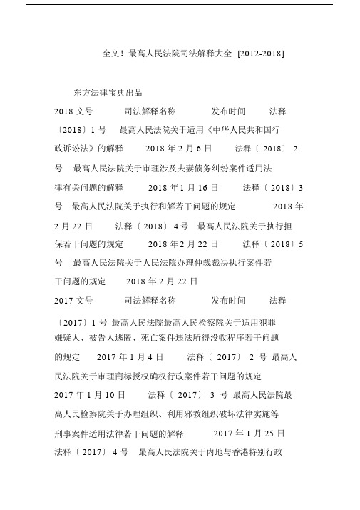 全文最高人民法院司法解释大全[2012-2018].doc