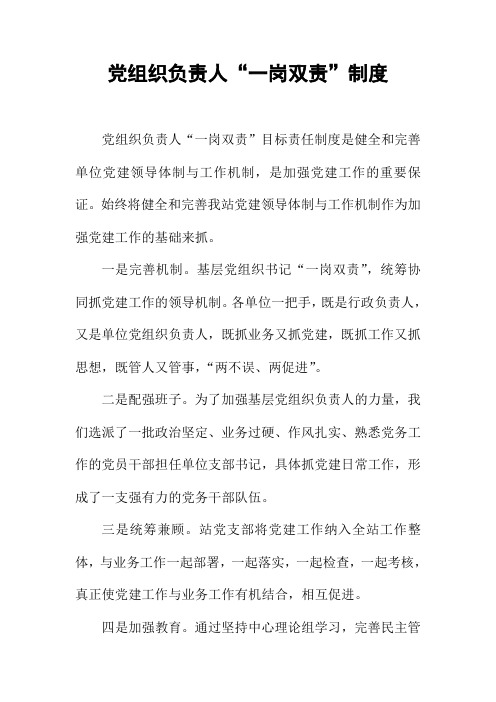 党组织负责人“一岗双责”制度
