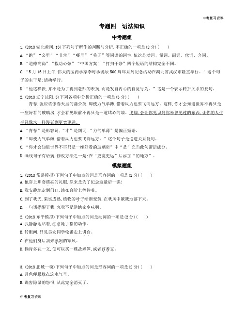 泰安中考语文 专题四 语法知识