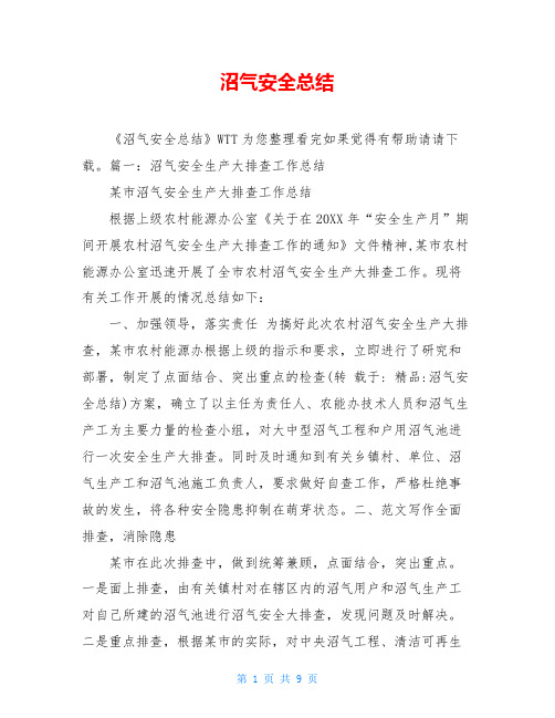 沼气安全总结