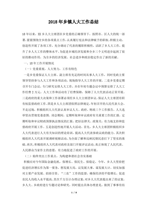 乡镇人大工作总结推荐