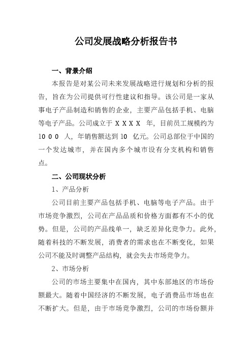 公司发展战略分析报告书