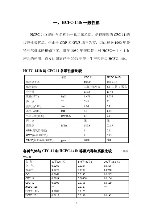HCFC-141b技术资料
