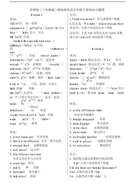 (完整版)外研版小学英语五年级的下册知识点梳理.doc