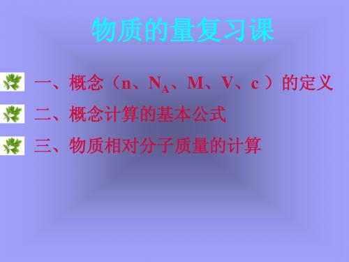 物质的量复习课--高一化学教案