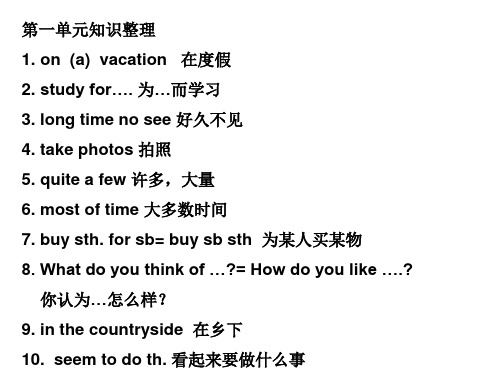 人教版英语八年级上册第一单元Unit1 词组句型作文知识点整理