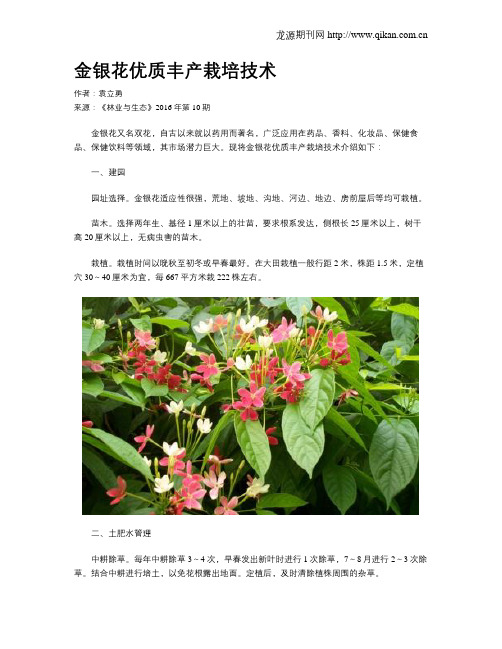 金银花优质丰产栽培技术