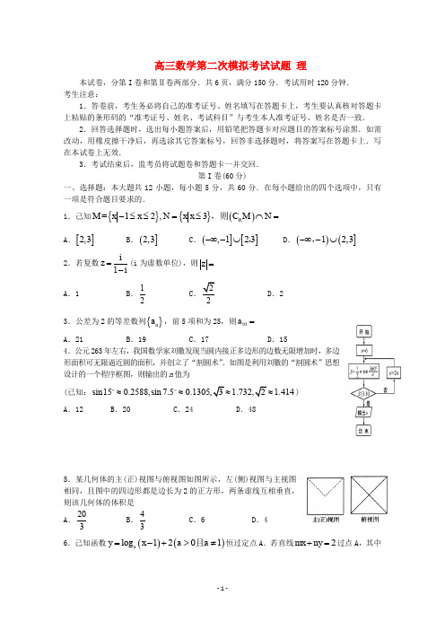 山东省2020届高三数学第二次模拟考试试题理 