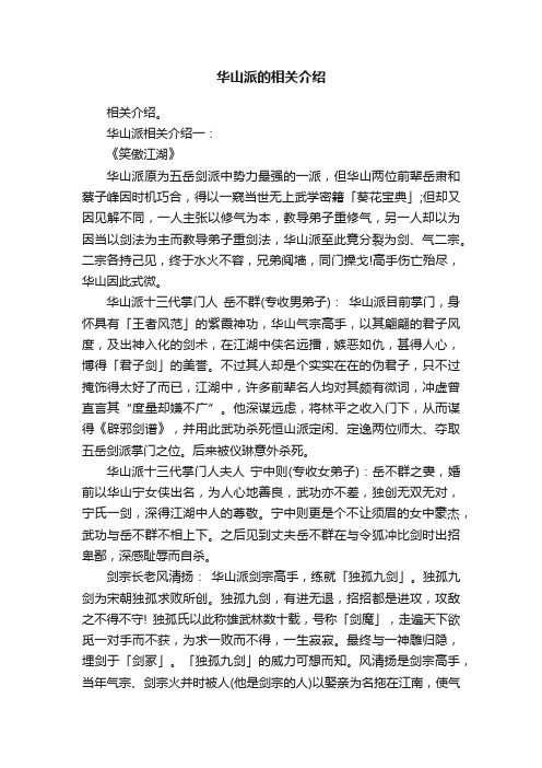 华山派的相关介绍