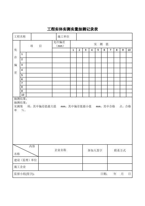 工程实体实测实量检查记录表