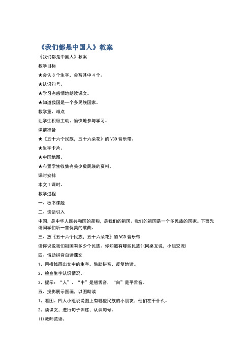 《我们都是中国人》教案