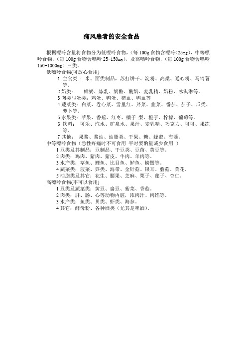 痛风患者的安全食品