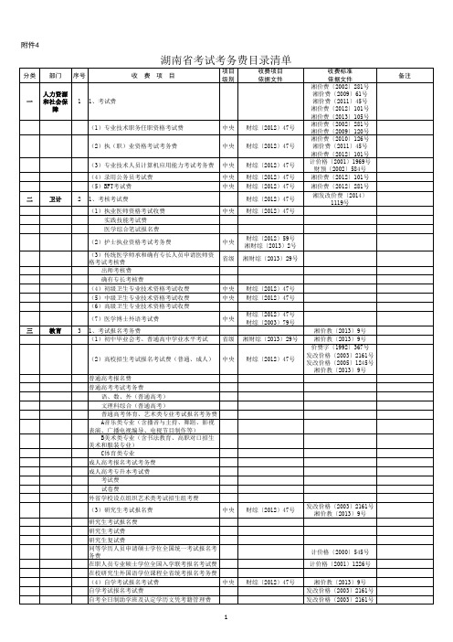 4、湖南省考试考务费目录清单;