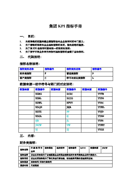 集团KPI指标手册