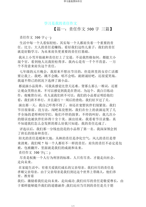 学习是我责任作文